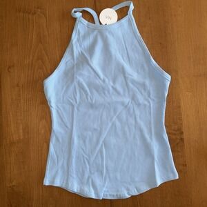 NEW NIA Georgia Racerback Tank Top Cornflower Blue Large‎ ribbed